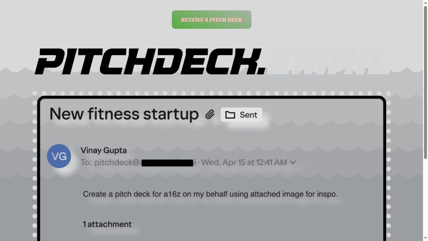 Screenshot of pitchdeck.email
